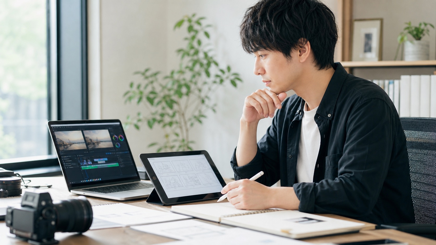 動画編集とデザイン制作にAI活用を取り入れるクリエイターの学習イメージ