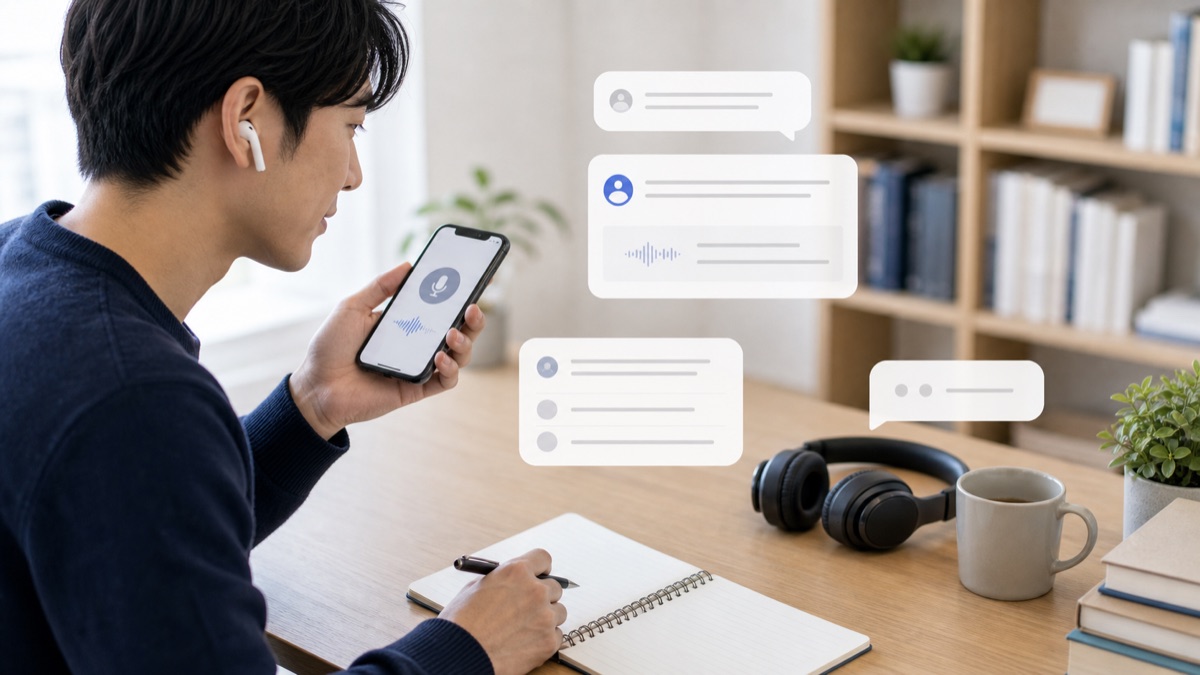 AI英会話アプリで会話練習するイメージ