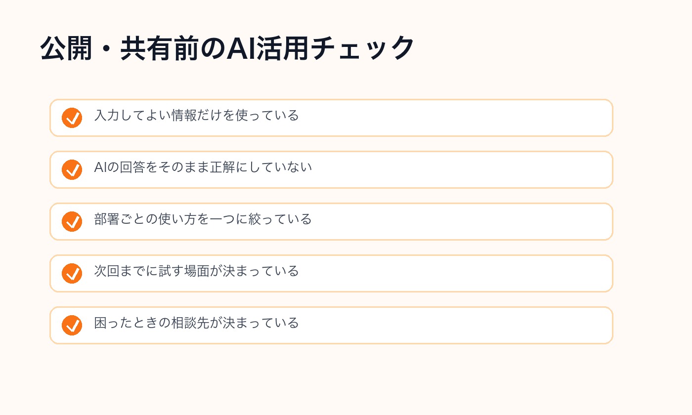 社内AI勉強会で公開や共有前に確認する項目のチェックリスト