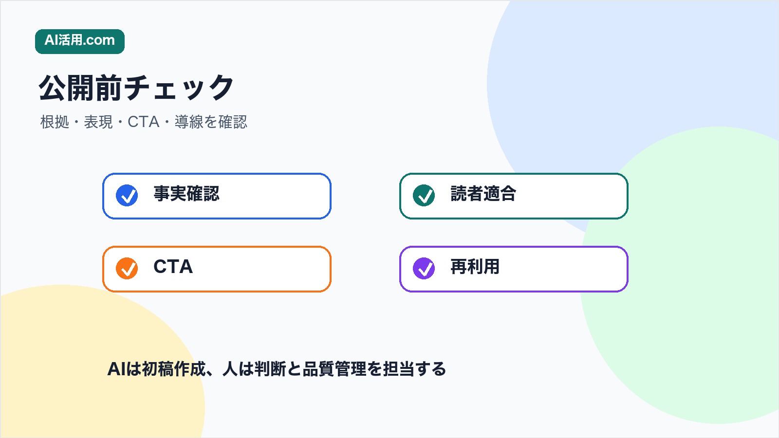 AIで作ったホワイトペーパーの事実確認読者適合CTA再利用を確認するチェックリスト