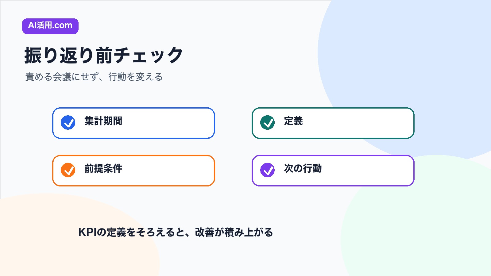 集計期間 定義 前提条件 次の行動を確認する営業KPI振り返りチェックリスト