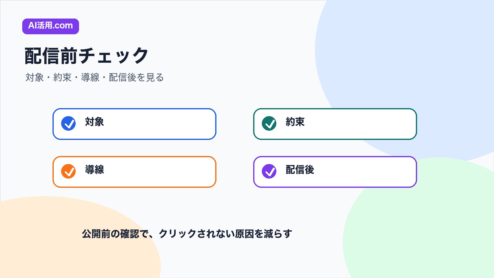 対象 約束 導線 配信後を確認するメルマガ原稿の公開前チェックリスト図解