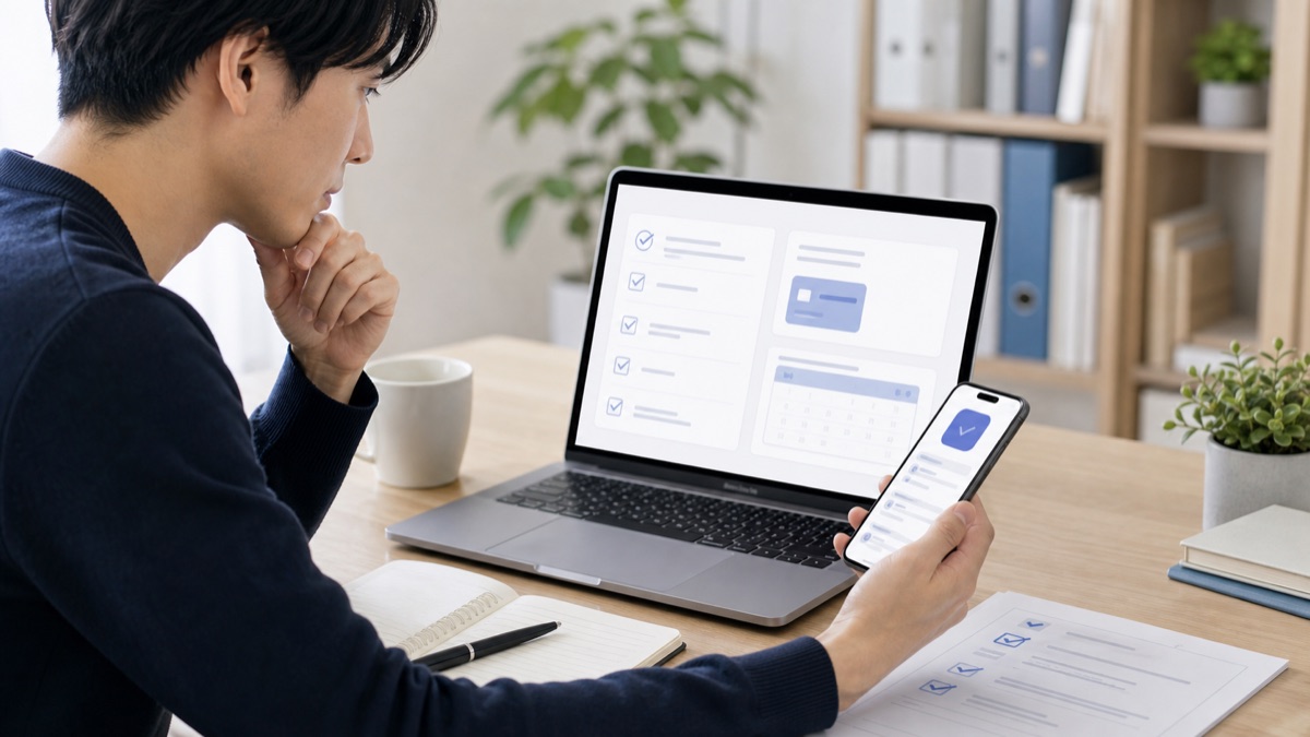 英語学習アプリの無料体験と料金条件を確認するイメージ