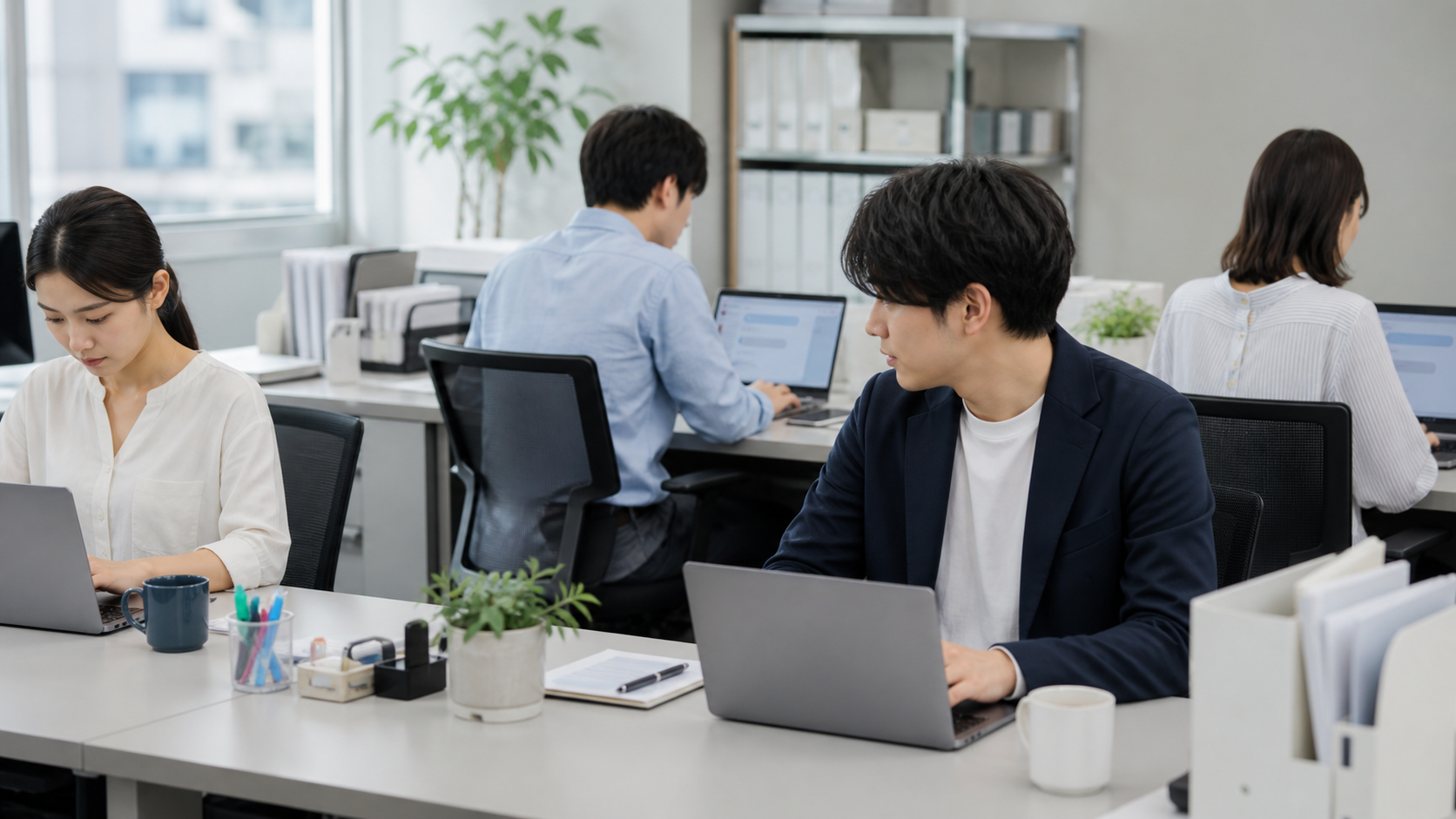 生成AIを使うようになり同僚同士の会話が減った職場のイメージ